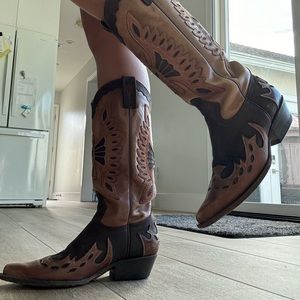 Vintage real leather cowboy boots